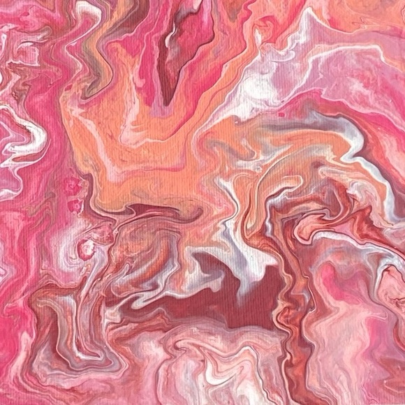 Pink Coral Fluid Art Painting Canvas Board 10x10 Handcrafted by Svetlana Yeung - Picture 5 of 14